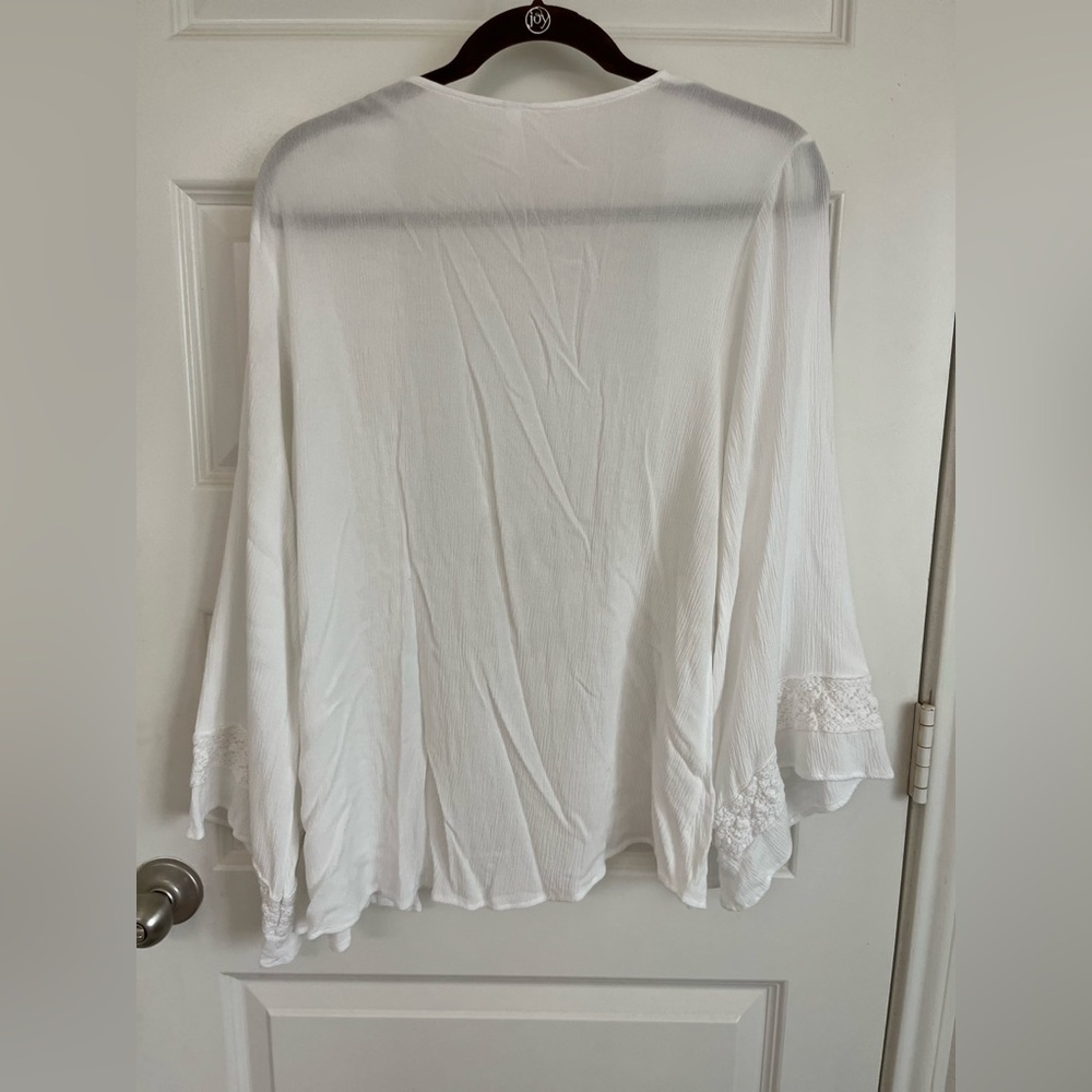 Xhilaration White Gauzy Open-Front Cardigan or Cover Up crochet Trim Size M L - Picture 7 of 8